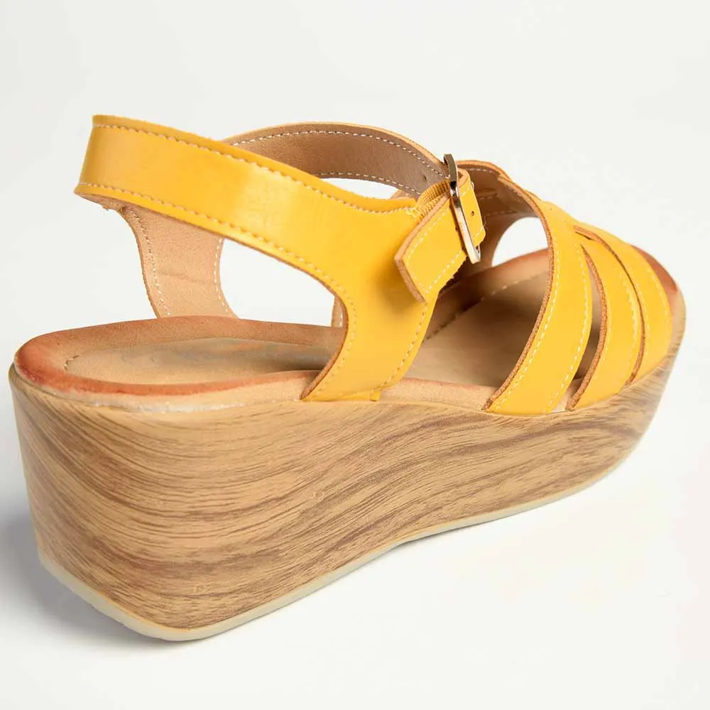 Alessio Ladies Platform Fashion Sandal - Mustard