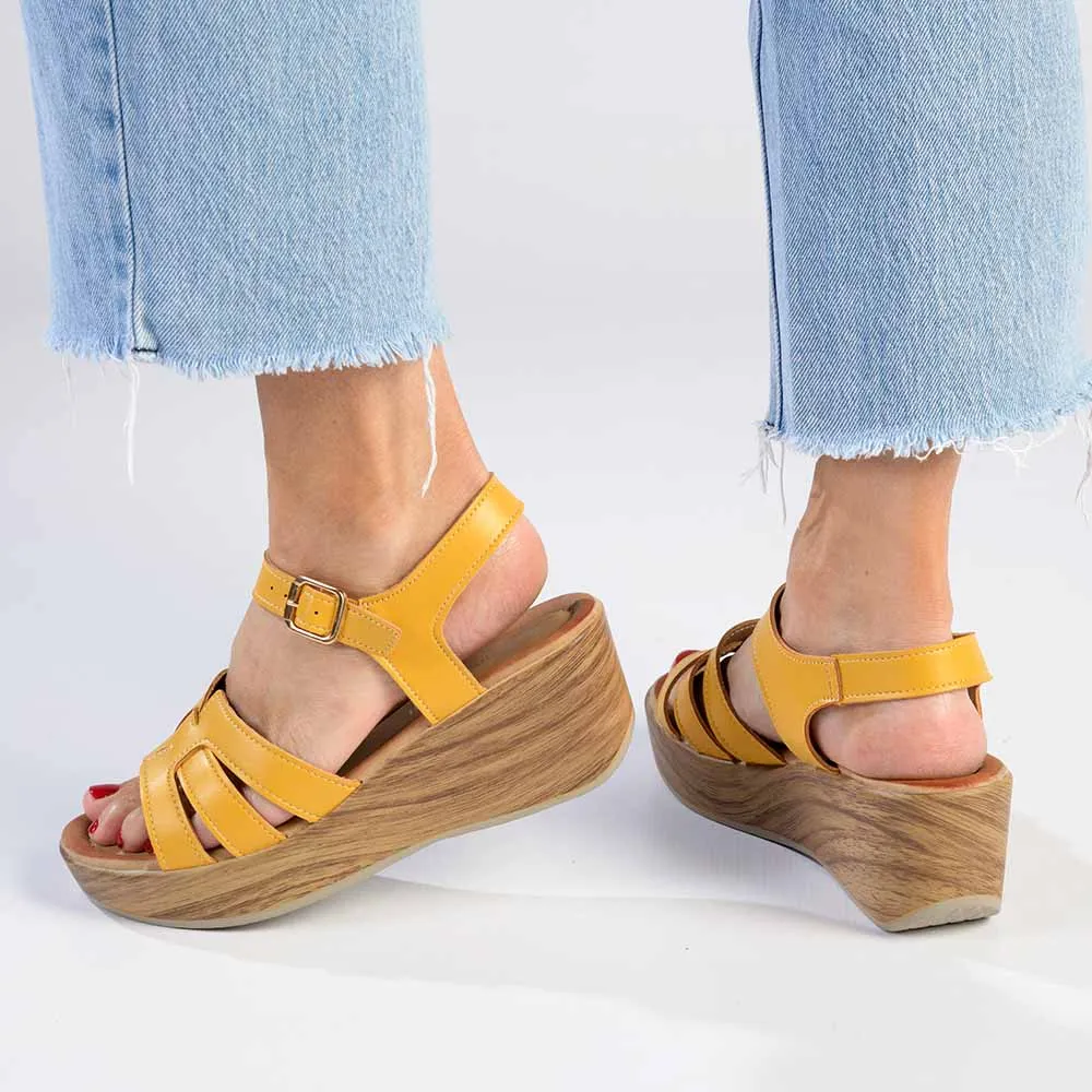 Alessio Ladies Platform Fashion Sandal - Mustard