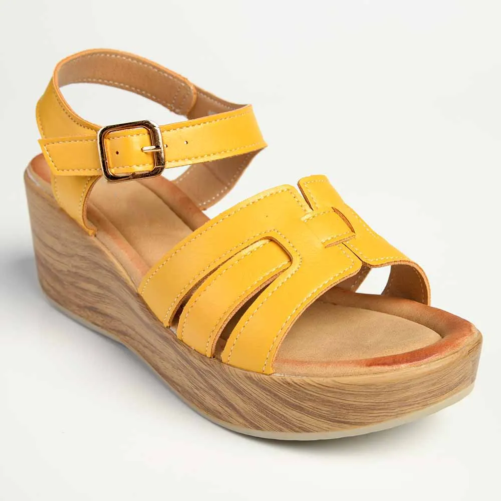 Alessio Ladies Platform Fashion Sandal - Mustard