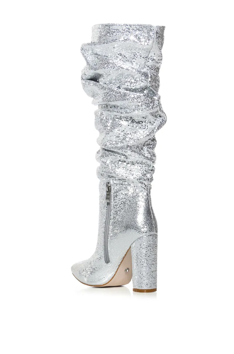 AZALEA WANG CAFFEINE SILVER CHUNKY SLOUCH BOOTIE