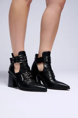 AZALEA WANG DEEGAN BLACK BUCKLE BOOTIE