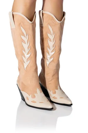 AZALEA WANG LUELLA MID CALF CHUNKY BOOT IN NUDE