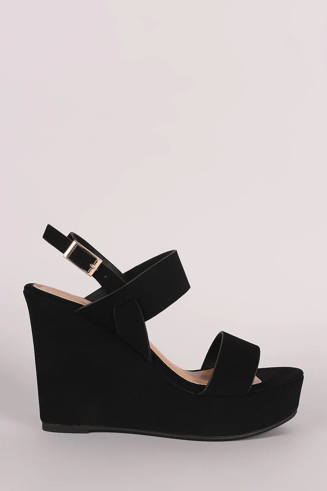 Bamboo Nubuck Slingback Platform Wedge