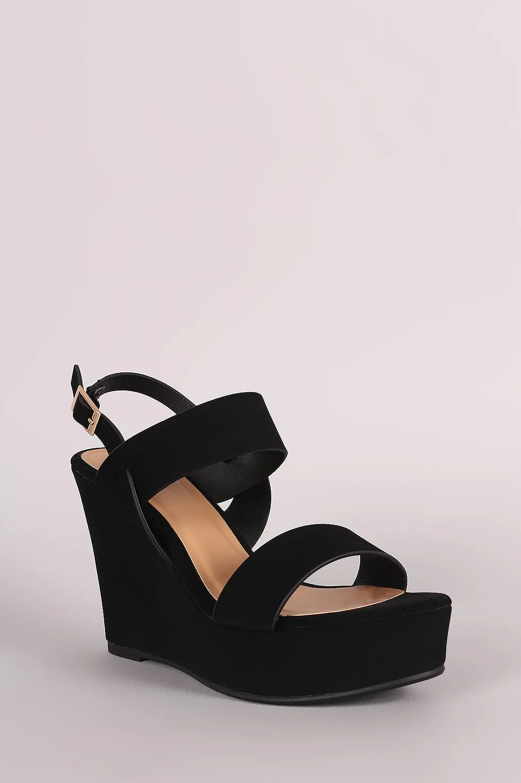 Bamboo Nubuck Slingback Platform Wedge