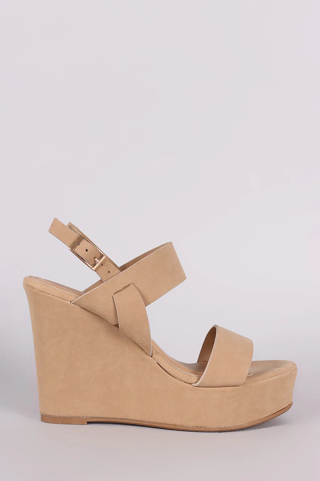 Bamboo Nubuck Slingback Platform Wedge