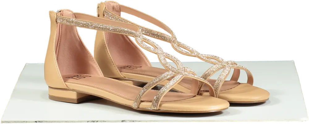 Bibi Lou Nude Swarovski Embellished Strappy Sandals UK 5 EU 38