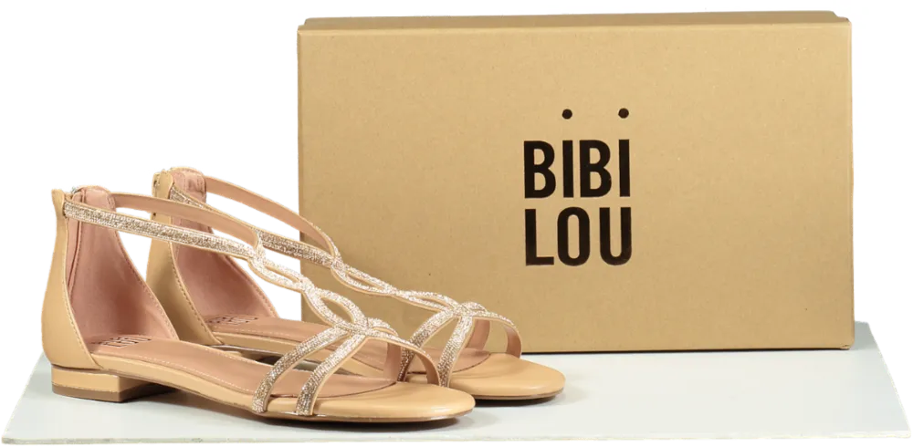 Bibi Lou Nude Swarovski Embellished Strappy Sandals UK 5 EU 38