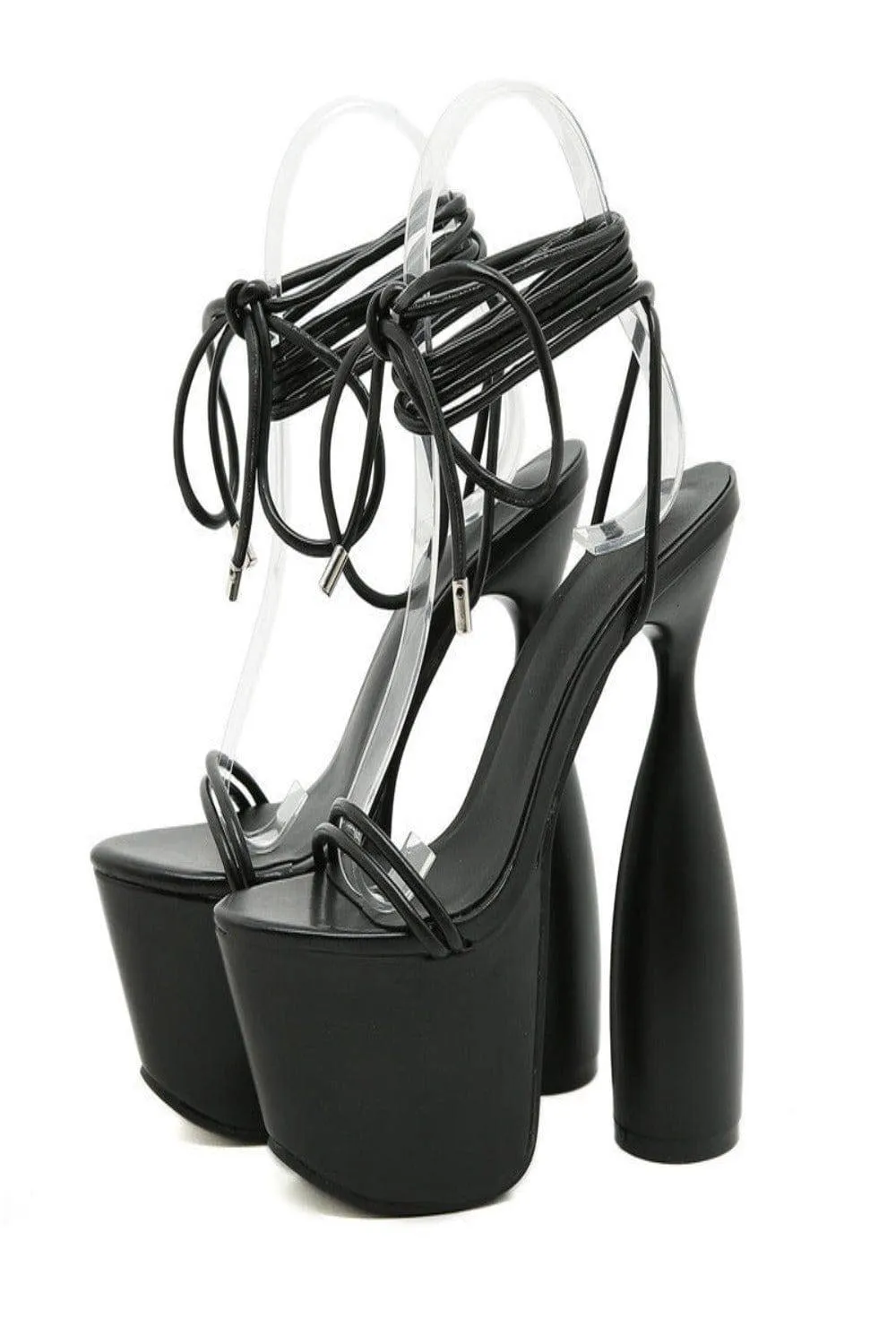 Chucky Platform High Heel Black Sandals