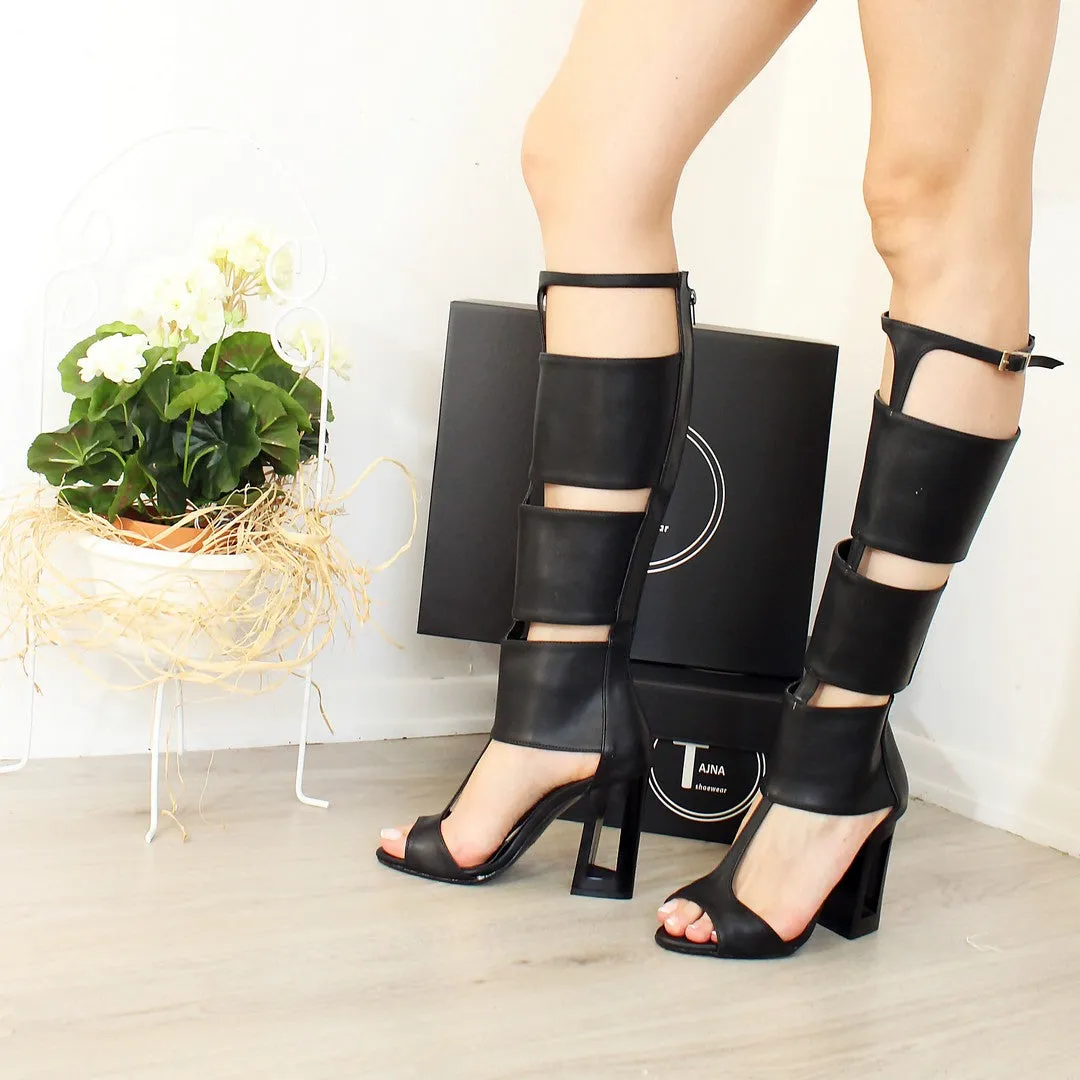 Chunky Heel Gladiator Boots