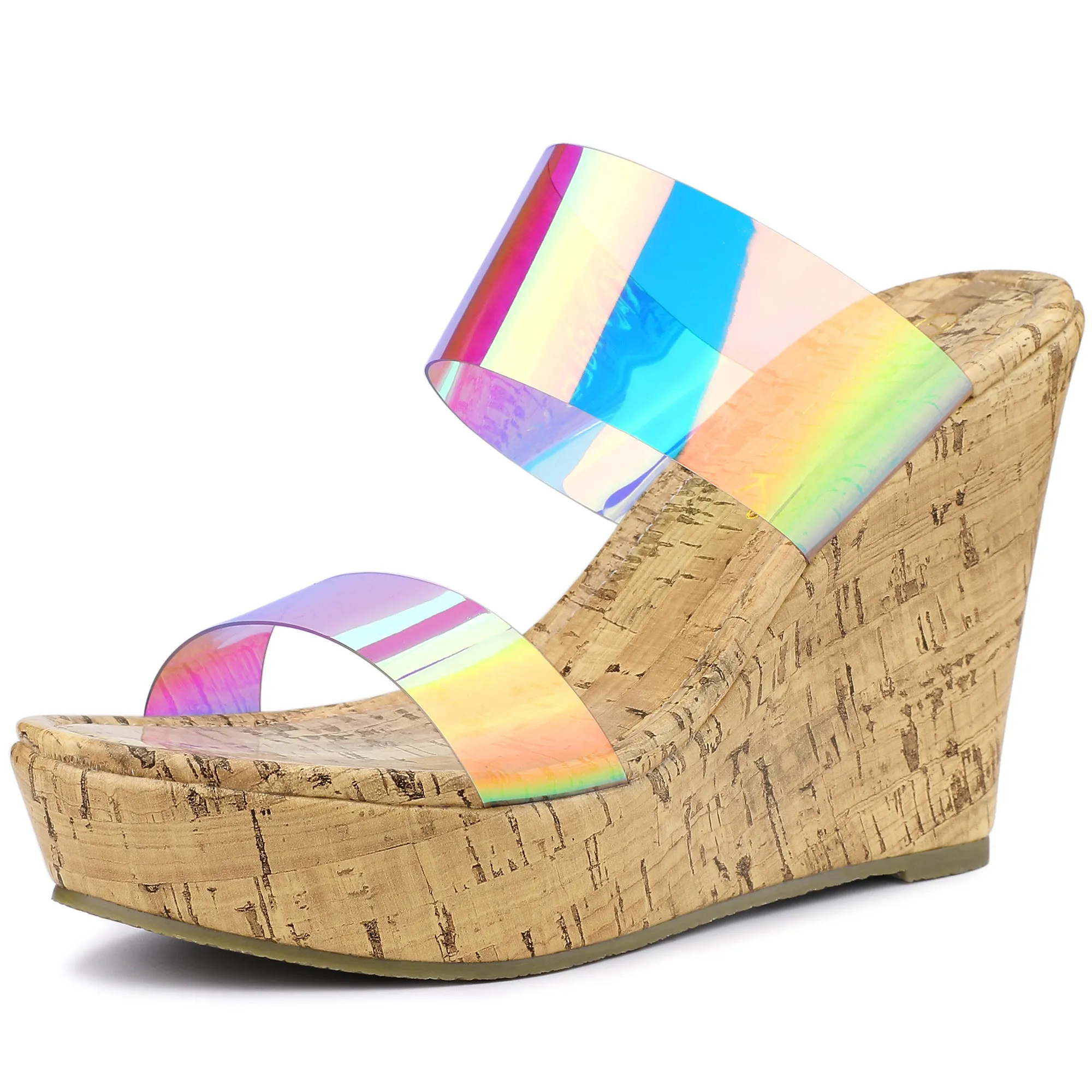 Clear Platform Transparent Straps Wedge Heel Sandals