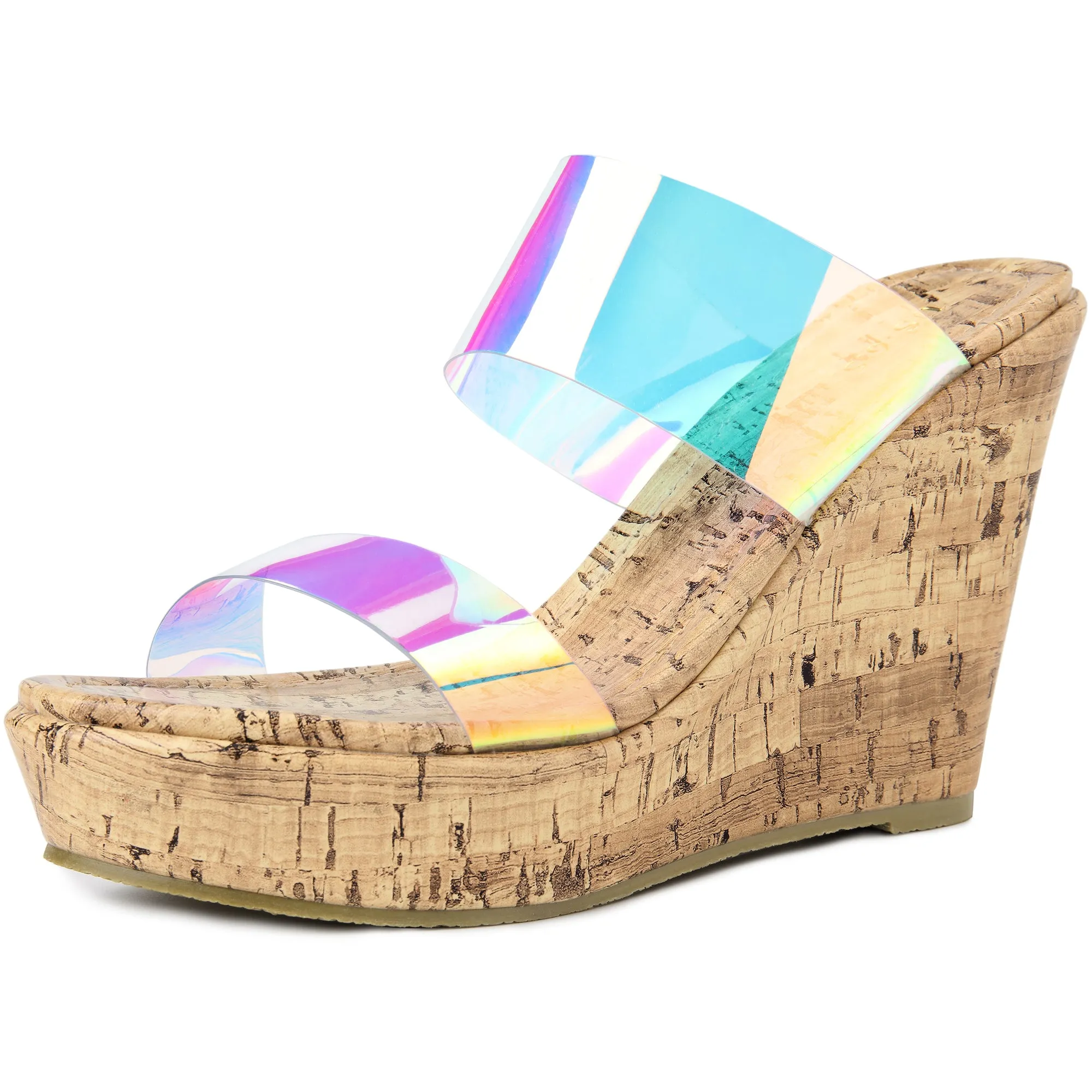 Clear Platform Transparent Straps Wedge Heel Sandals