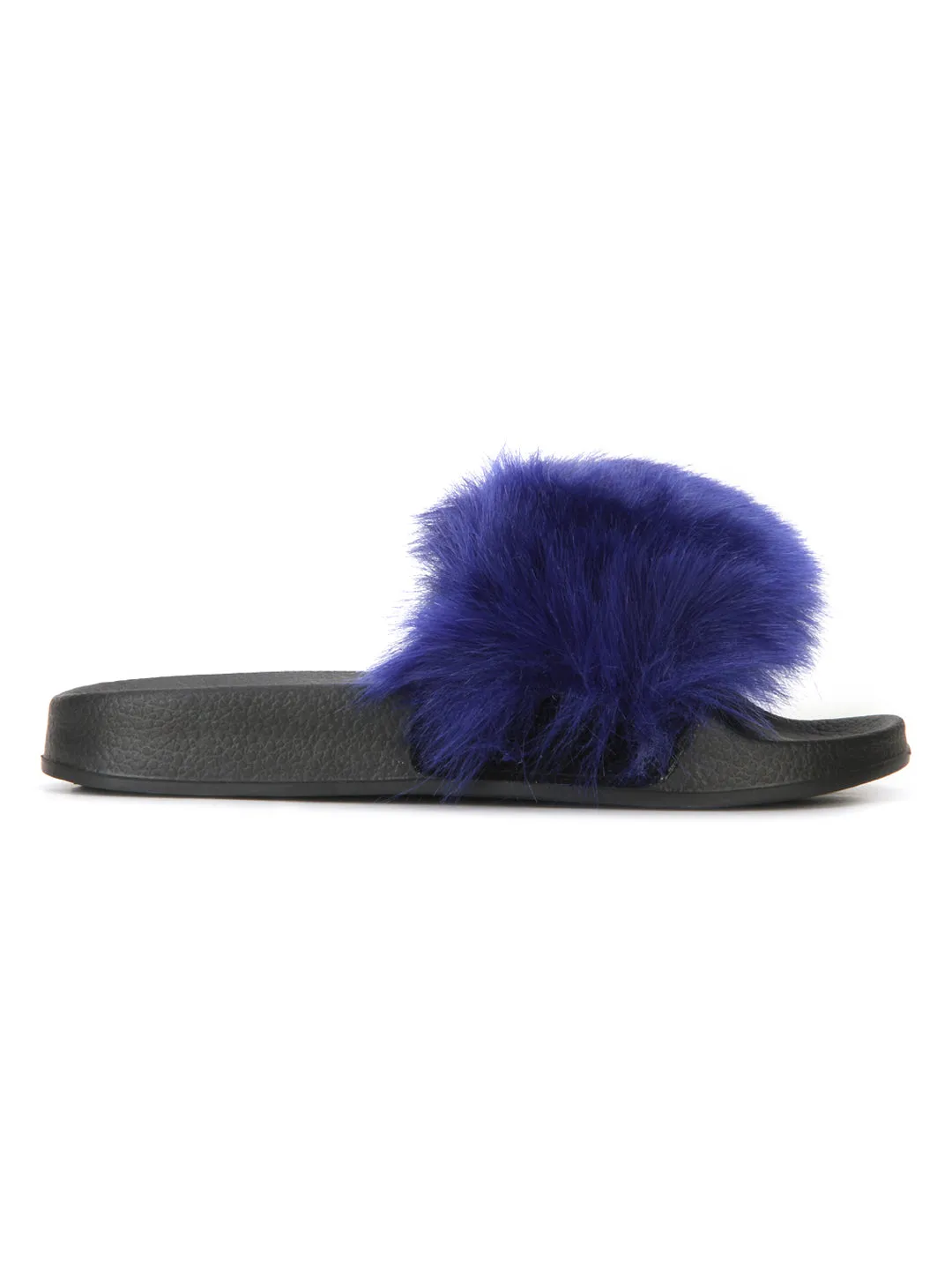 Cobalt Black Fur Sliders