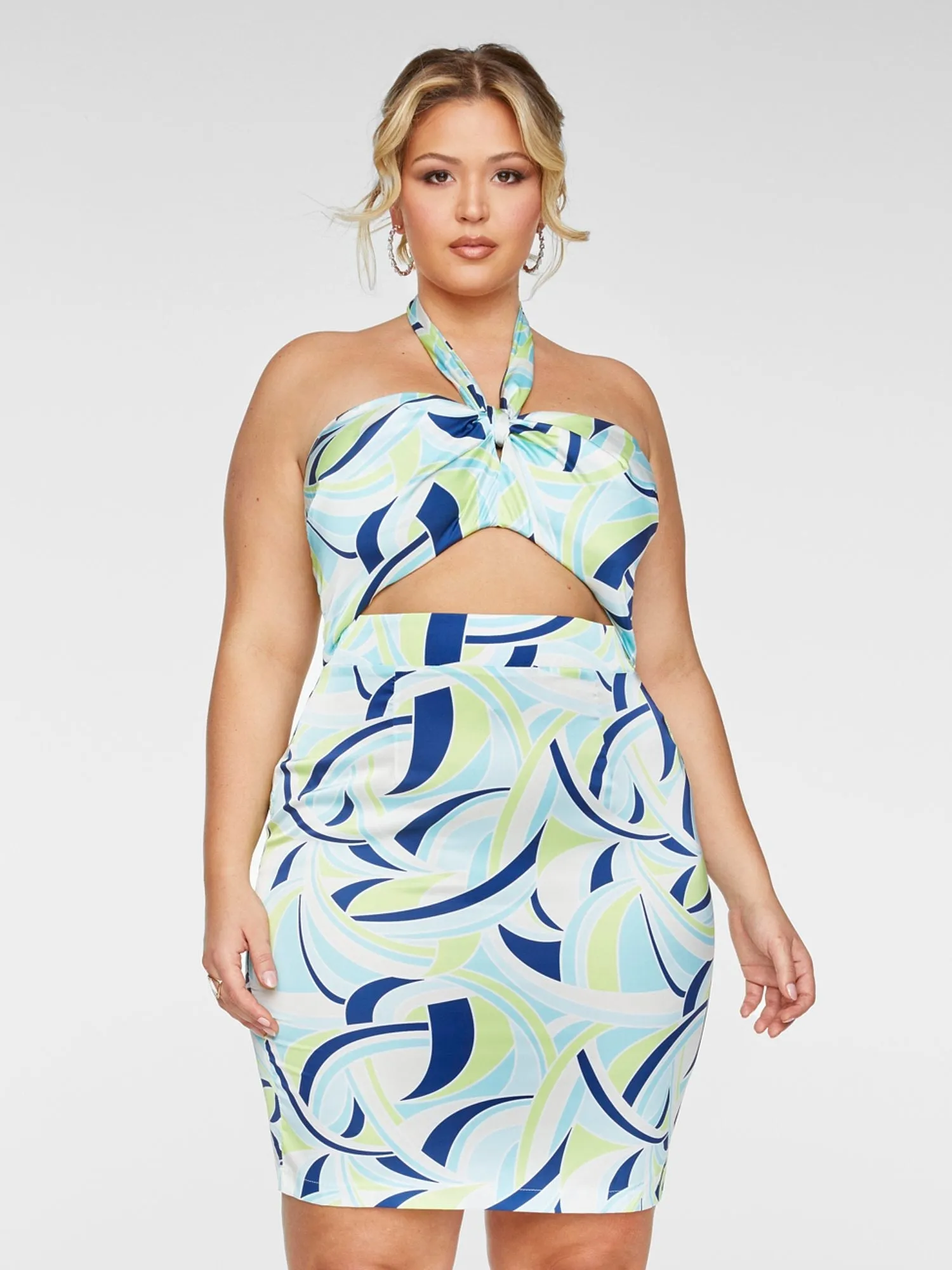 Fashion To Figure - Jennifer Wavy Print Halter Dress