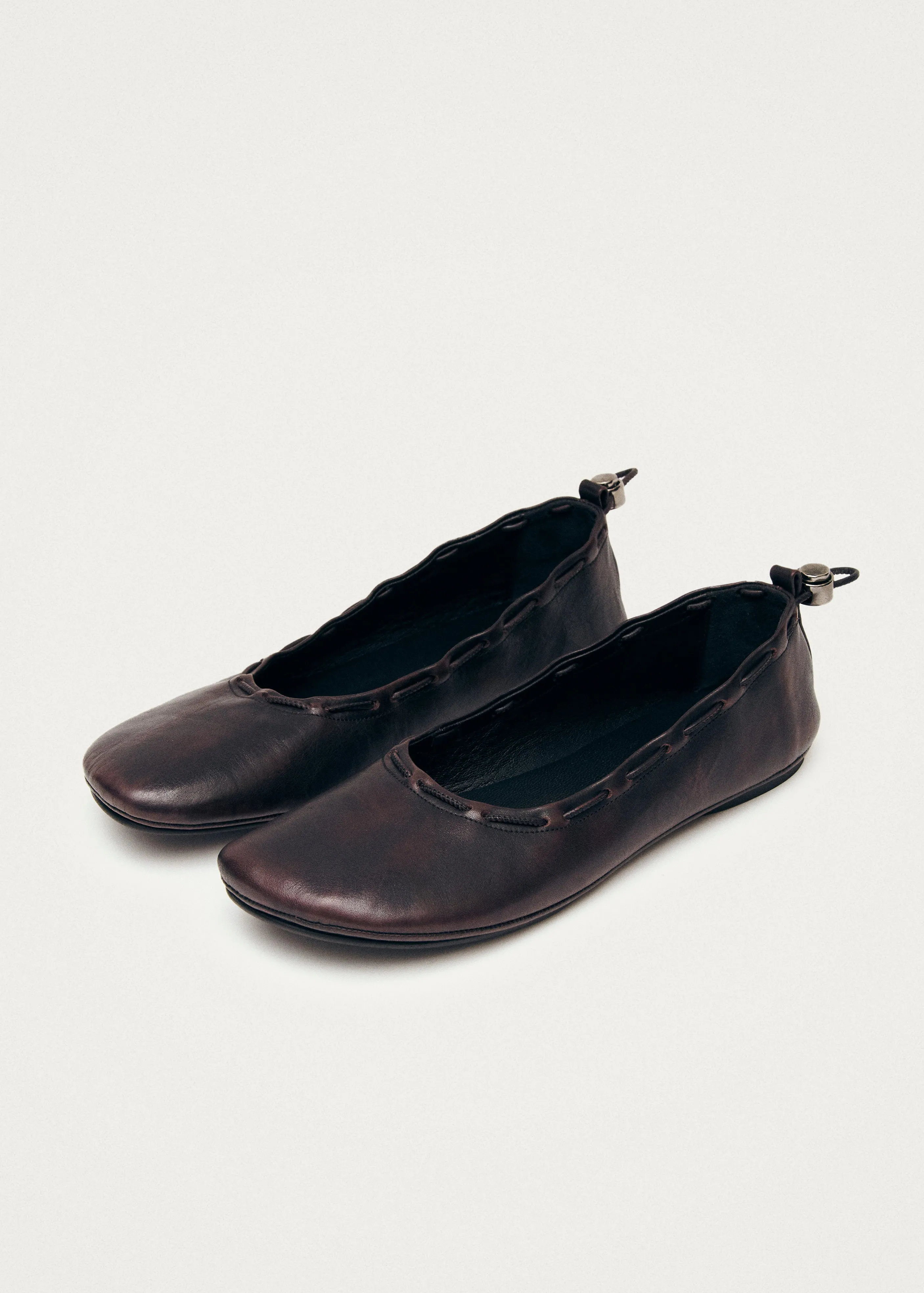 Gill Brushed Burgundy Leather Ballet Flats