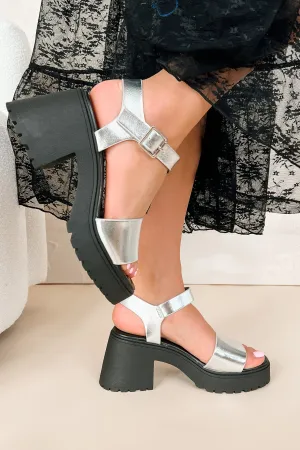 Interesting Take Chunky Platform Sandals (Silver)