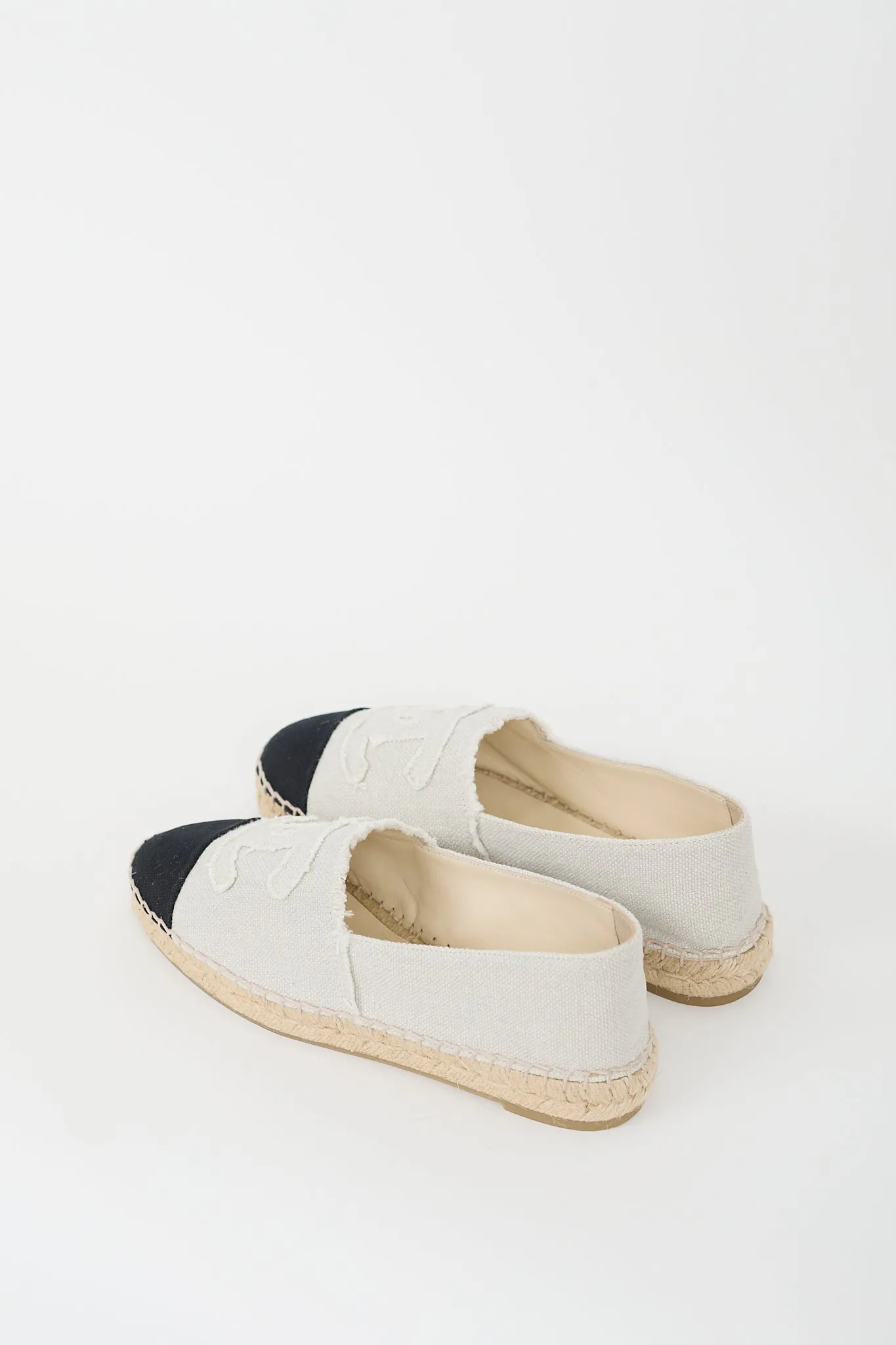 Light Grey & Black Canvas CC Espadrille Flat