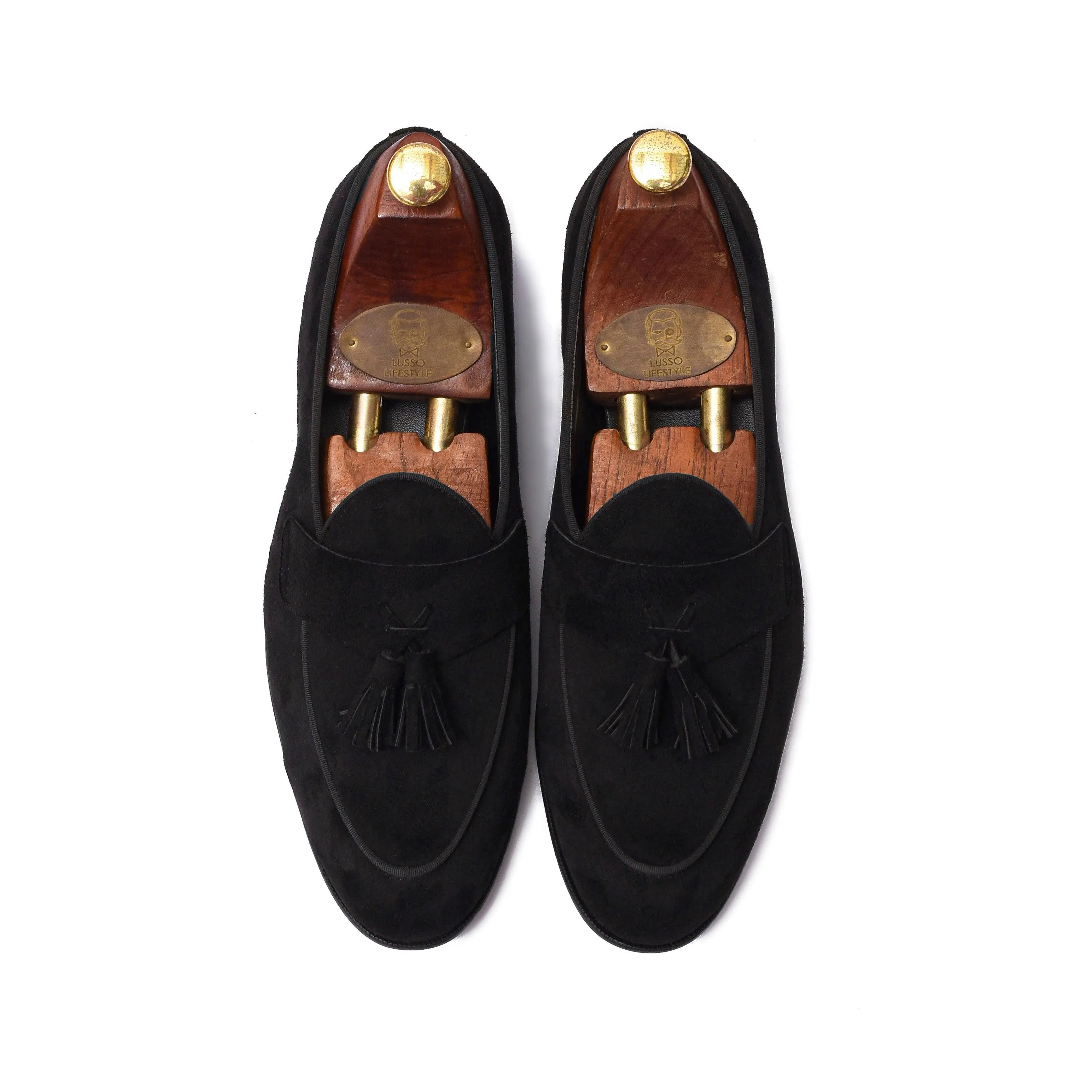 LUNA | BLACK SUEDE TASSEL SLIP-ON