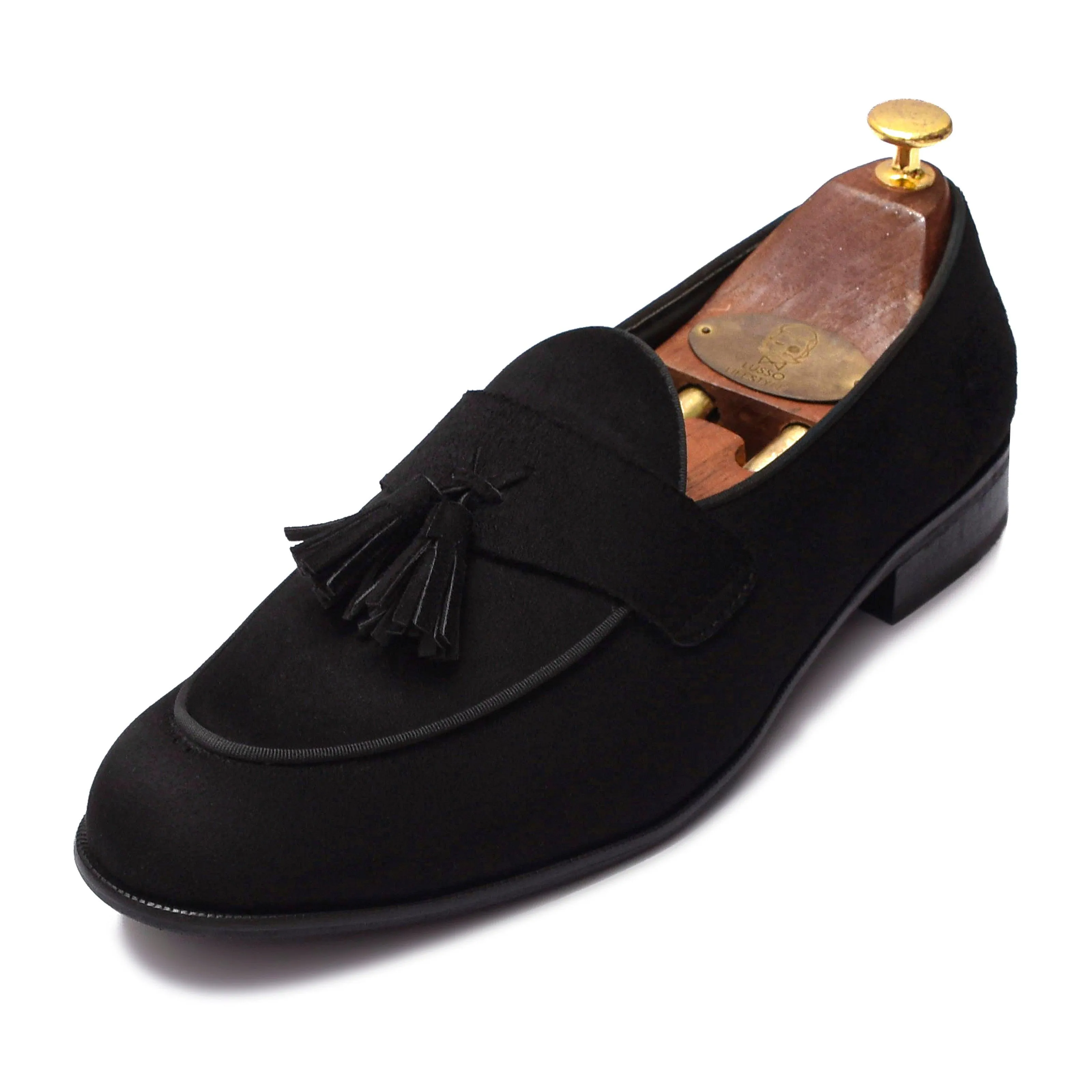 LUNA | BLACK SUEDE TASSEL SLIP-ON