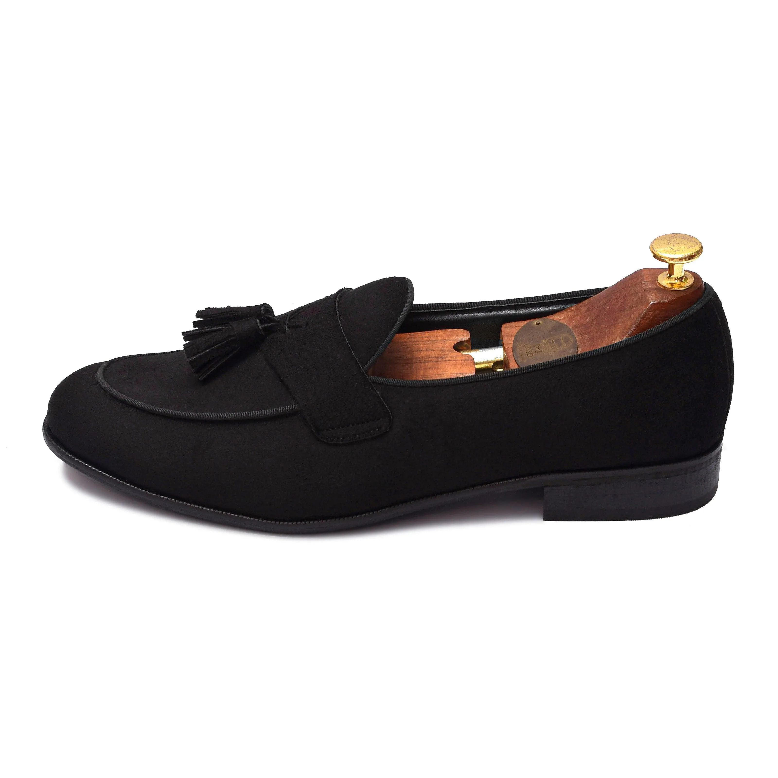 LUNA | BLACK SUEDE TASSEL SLIP-ON