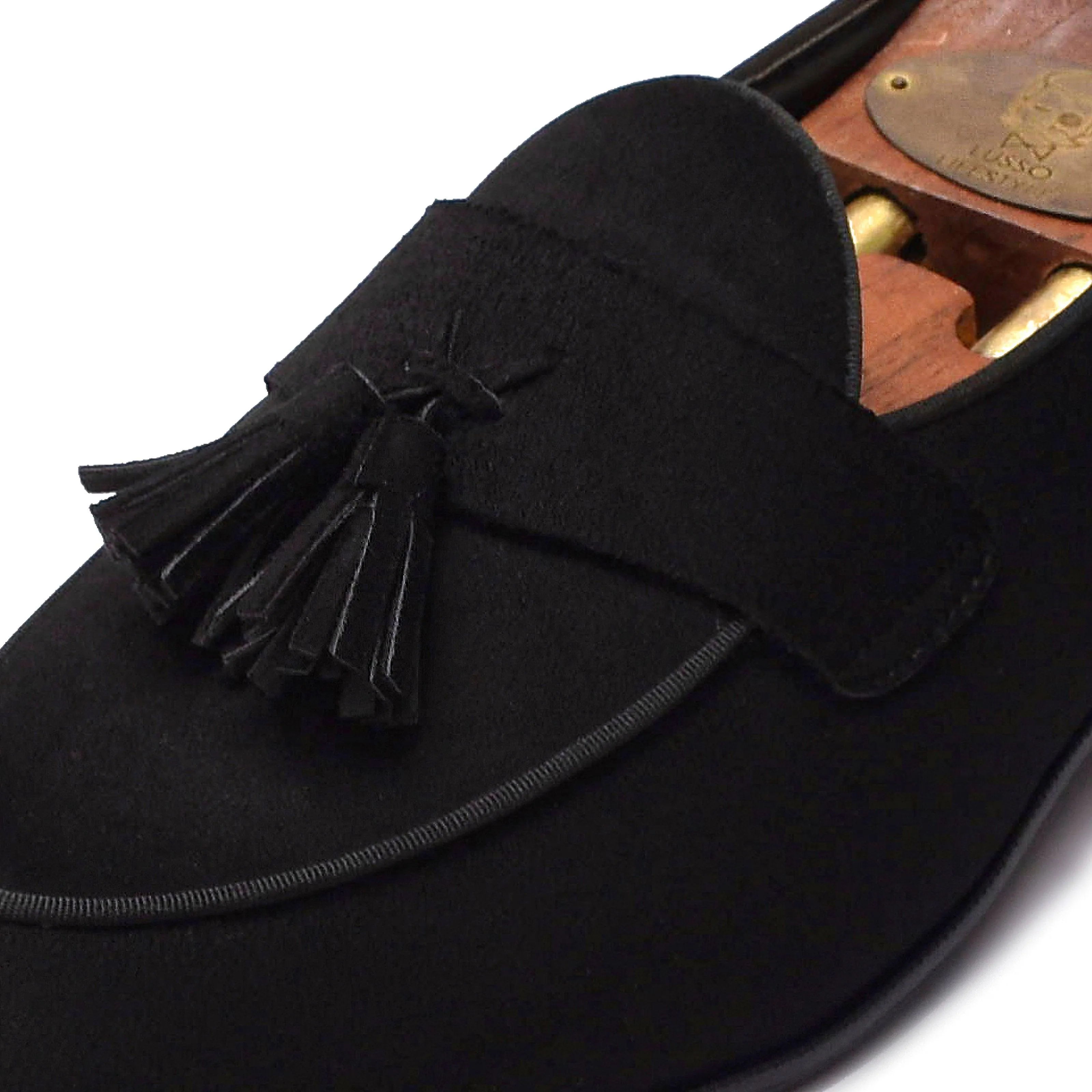 LUNA | BLACK SUEDE TASSEL SLIP-ON