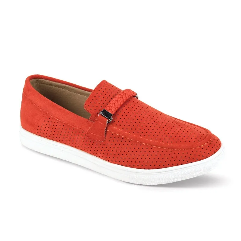 Men's Orange Loafer Slip-On Casual Shoes Suede Material Style No-6998