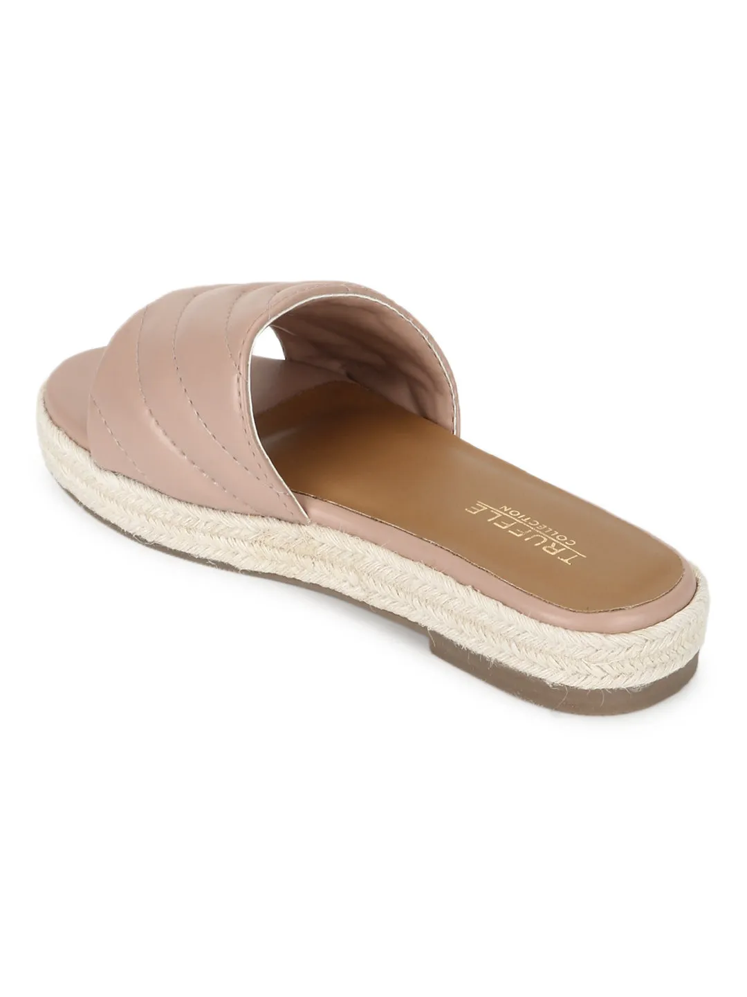 Nude PU Platform Heel Slides