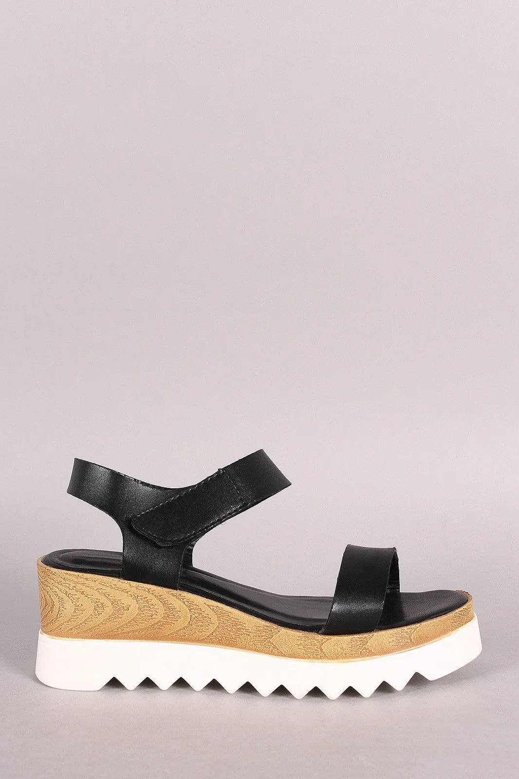 Open Toe Lug Sole Flatform Wedge