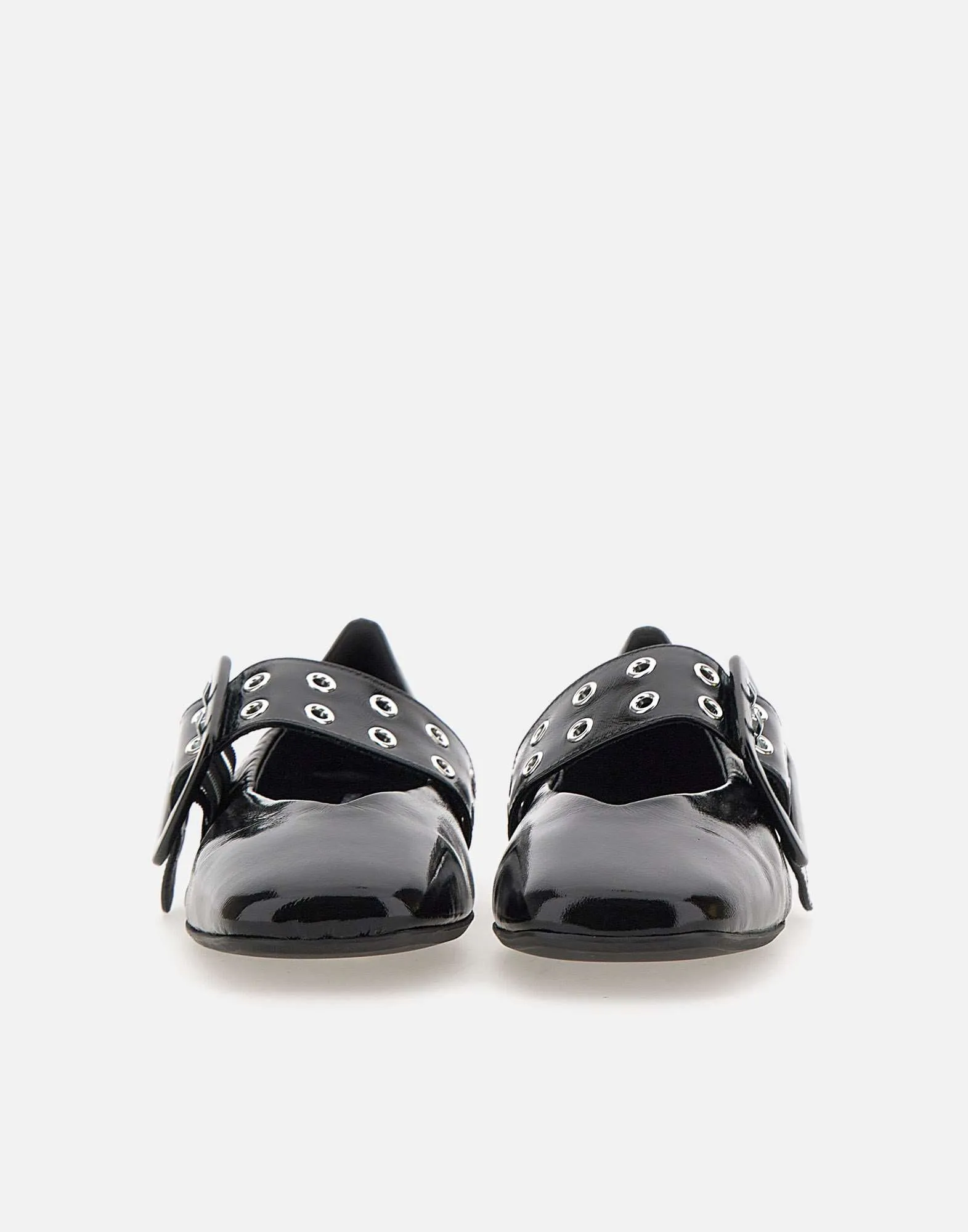 Peg Glaze Black Leather Flats