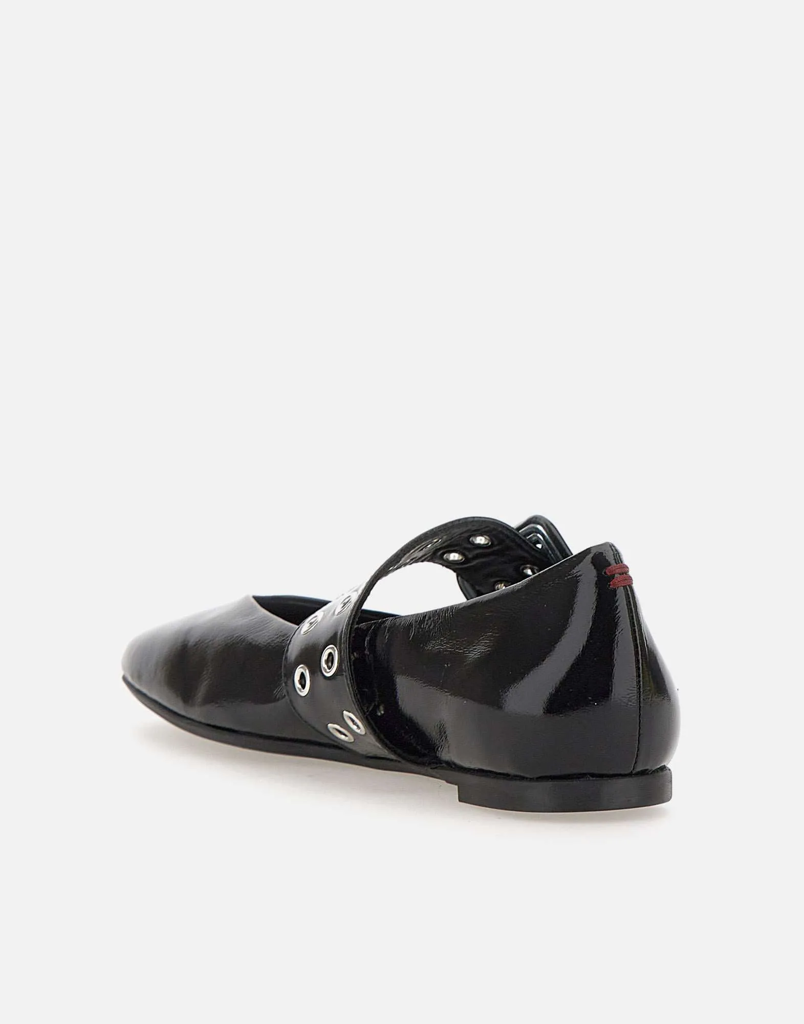 Peg Glaze Black Leather Flats