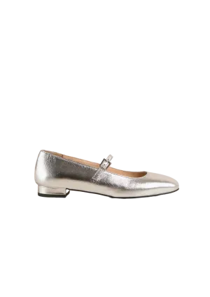 Por Do Sol Shimmer Leather Ballet Flats - Silver