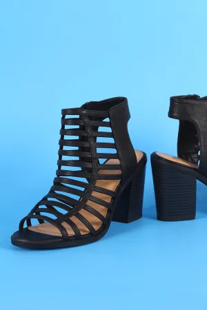 Soda Strappy Caged Chunky Heel