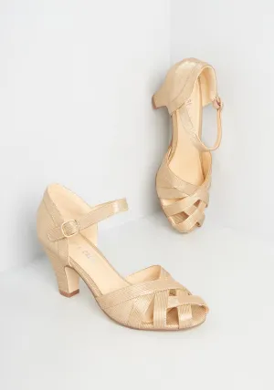 Spinning Gold Ankle Strap Heel