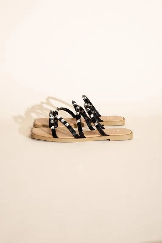 Strappy Stud Flat Slides