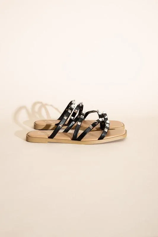 Strappy Stud Flat Slides