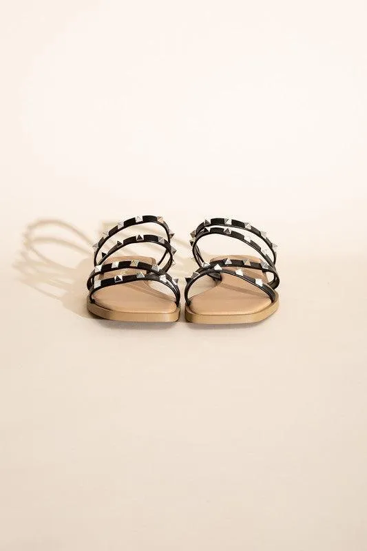 Strappy Stud Flat Slides