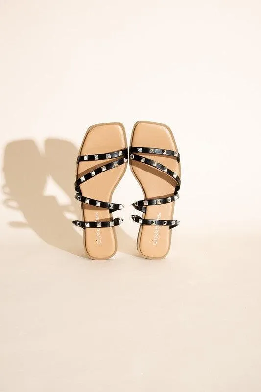 Strappy Stud Flat Slides