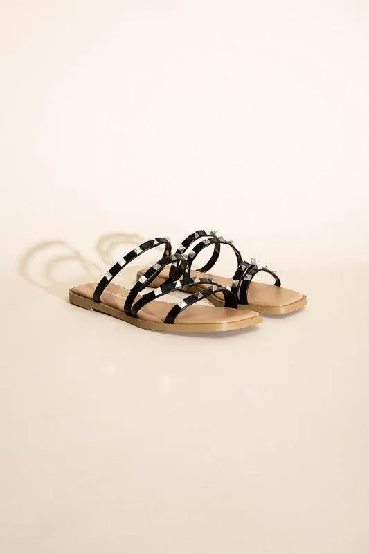 Strappy Stud Flat Slides