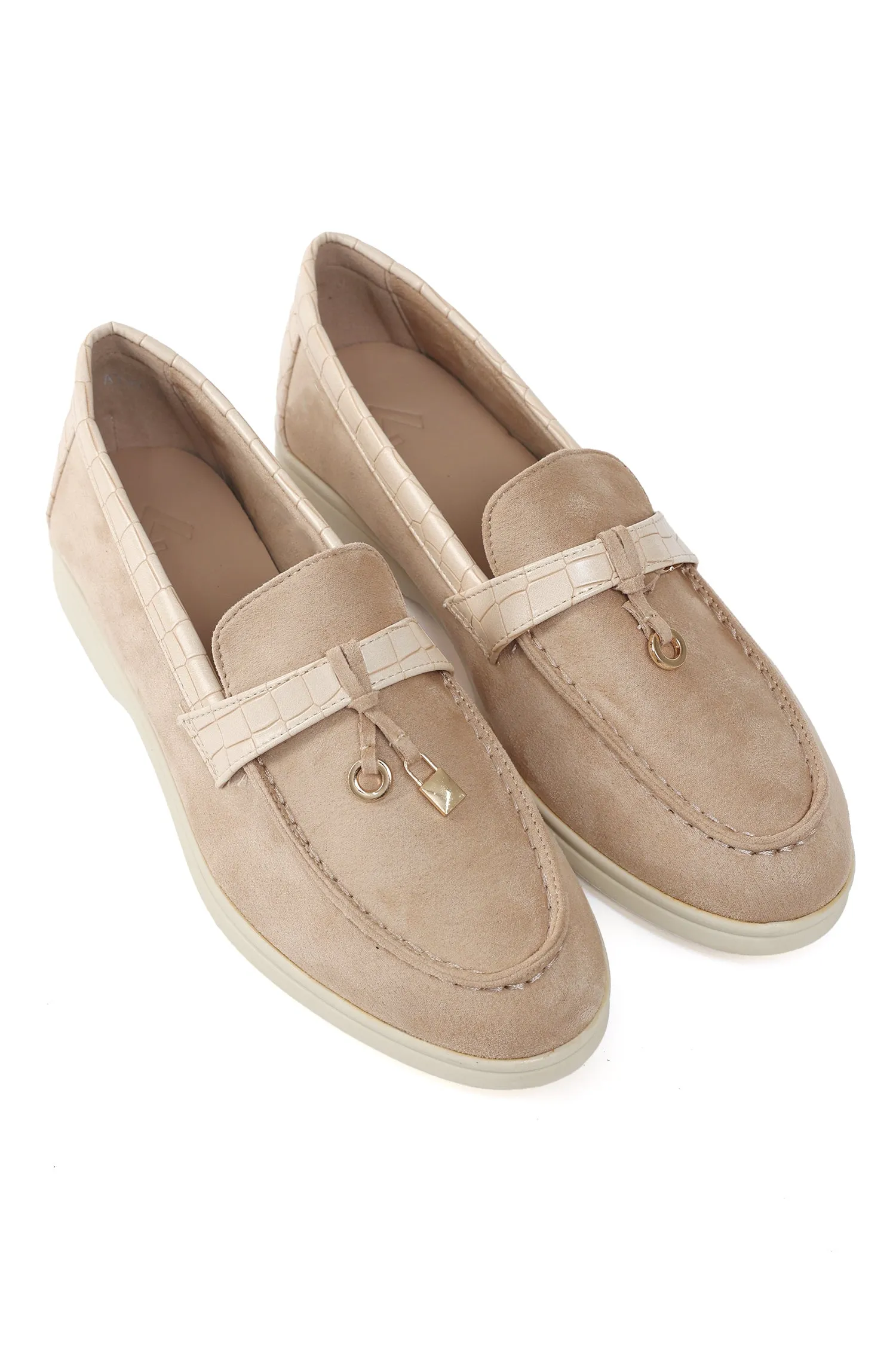 SUEDE CHARM LOAFERS-BEIGE