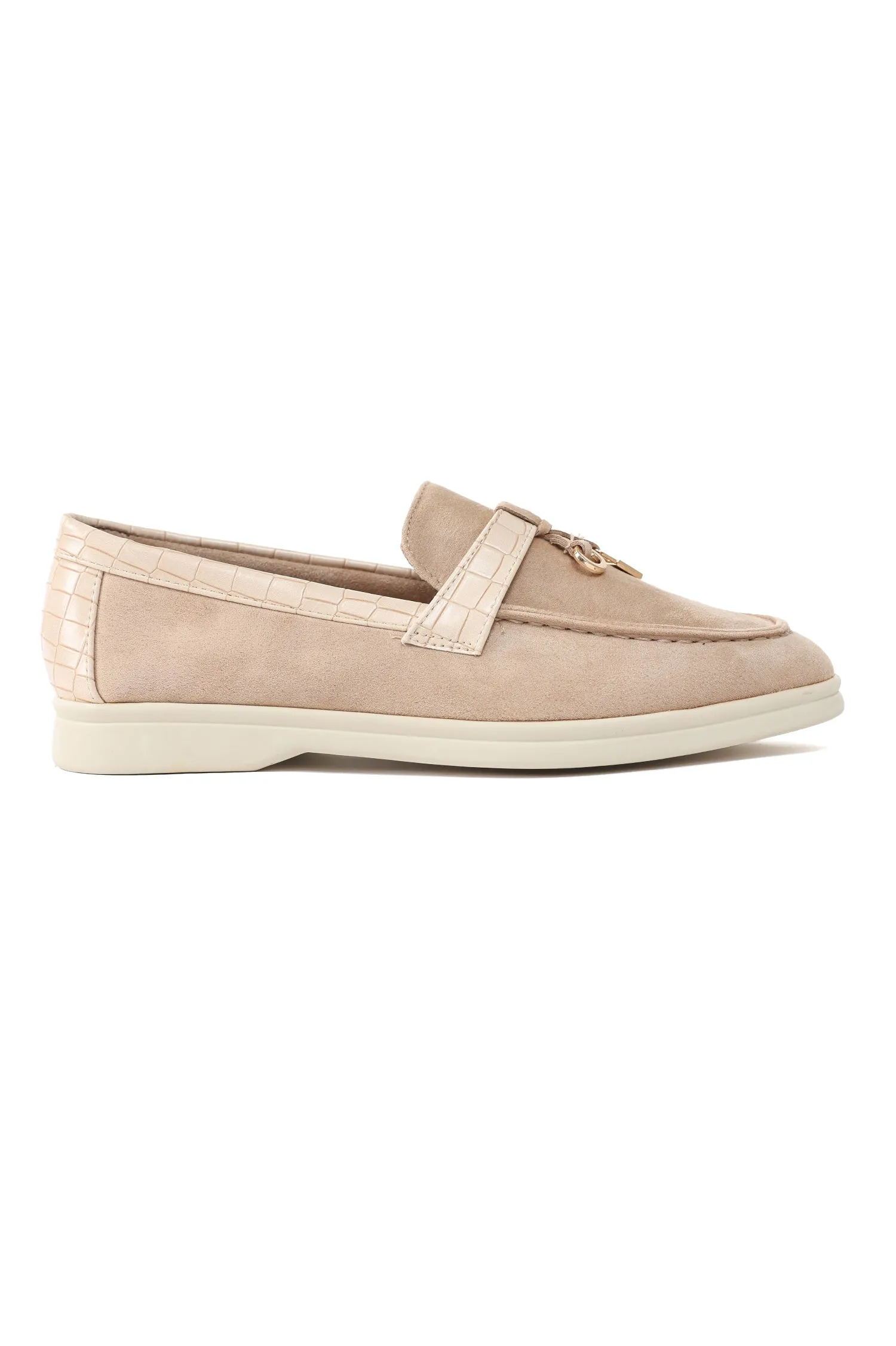 SUEDE CHARM LOAFERS-BEIGE