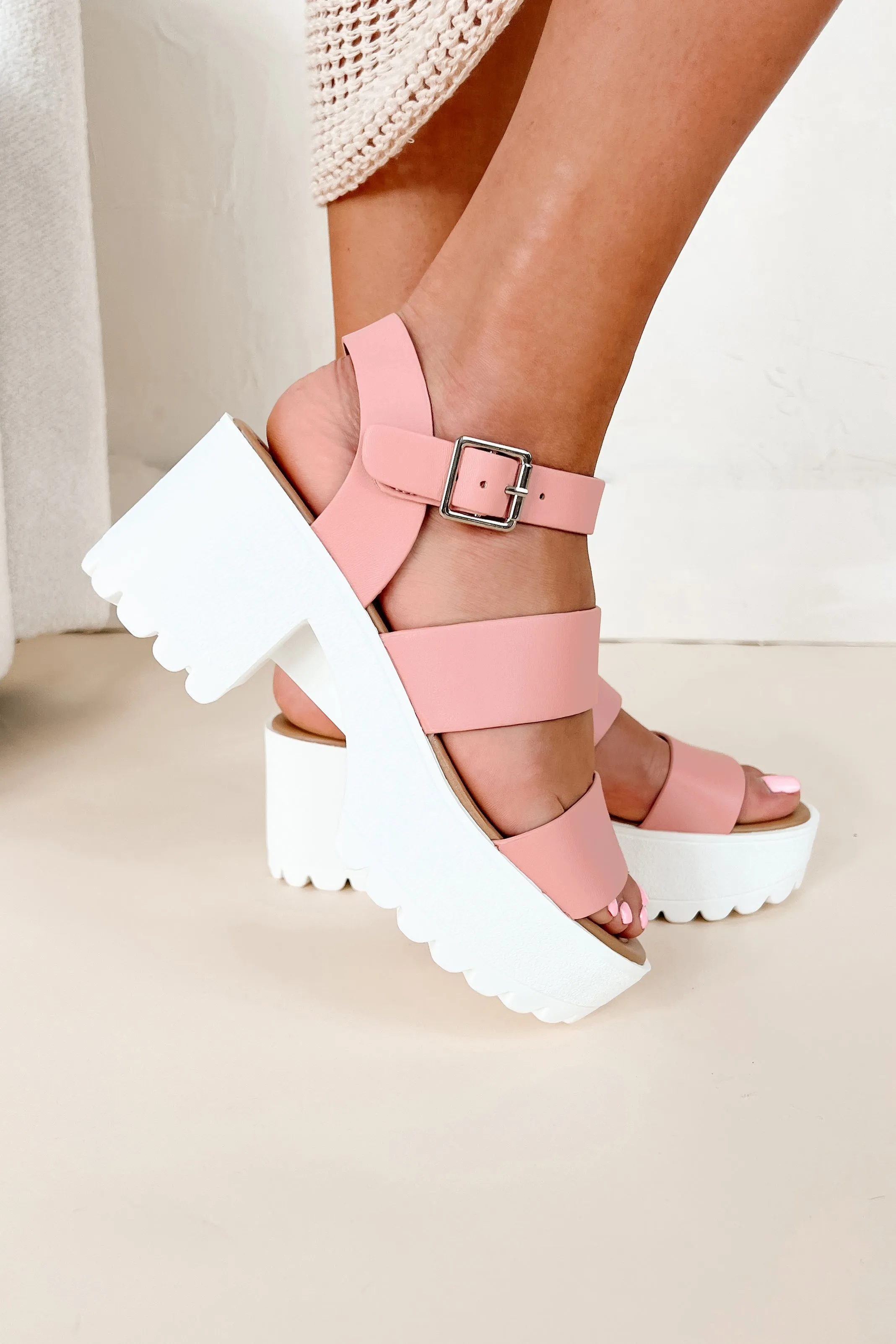 Takes Two To Tango Chunky Platform Sandals (Pink)