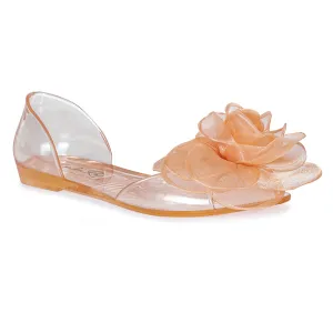 Transparent Flower Jelly Flats in Coral