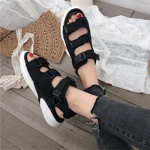 Women Leather Sandals Open Toe Flatform